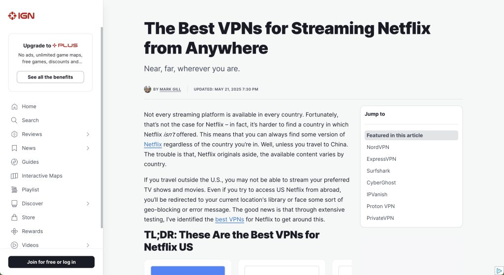 Best VPNs for streaming Netflix IGN