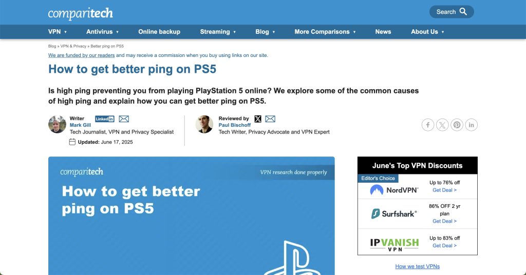 Get better ping PS5 Comparitech