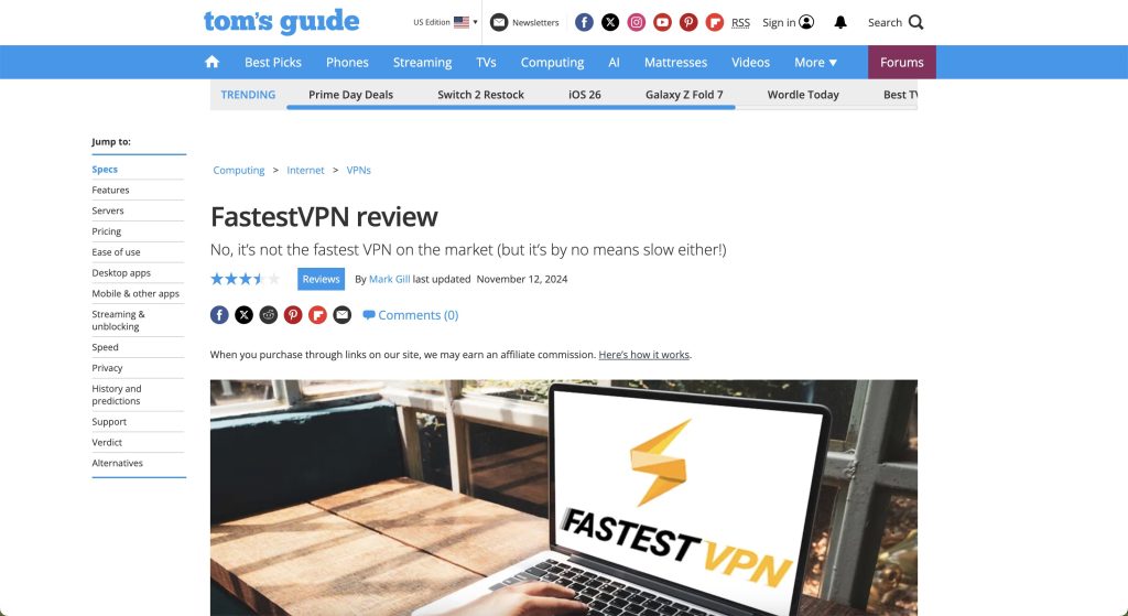 Fastest VPN Review Tom's Guide