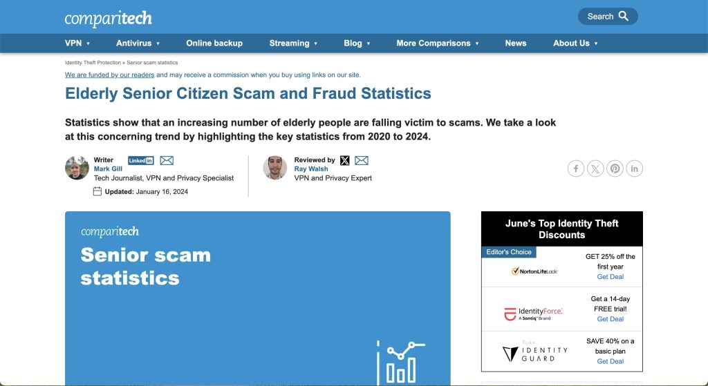 Senior Scam Statistics Comparitech